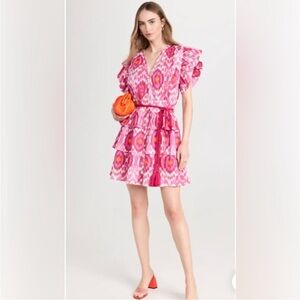 Ro’s Garden Hunan Dress in Magenta June Pink Red Mini Waist Tie Women Sz XL NEW